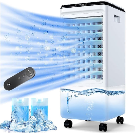 Windowless Portable Air Conditioners, 3-IN-1 Evaporative Air Cooler w/Water Tank & Ice Packs, 7H Timer 80° Oscillation, No Hose No Window Needed, 3-IN-1 Portable AC Unit for Room,Beige Green