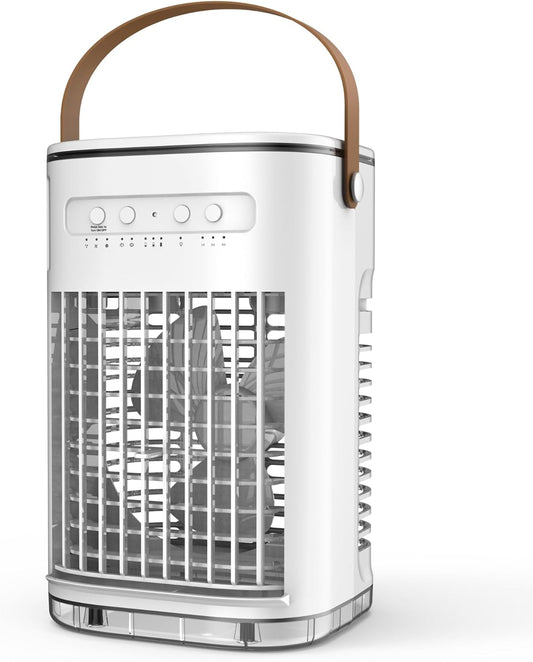 3-IN-1 Portable Air Conditioners, Personal Evaporative Air Cooler Fan, 2 Ice Packs, 1-7h Timer & Remote, Mini Air Conditioner for Room Desktop Outdoors,beige