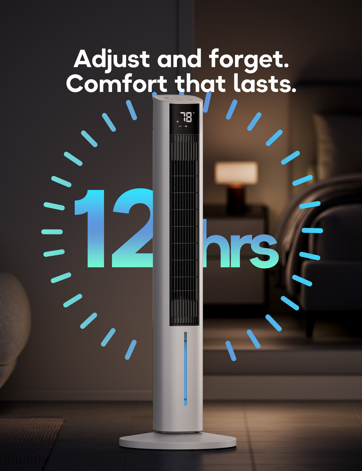 Windowless Portable Air Conditioners, 45" Evaporative Cooler for Room No window, 12H Timer & 60° Swing, 1.06Gal Water Tank & 4 Ice Packs