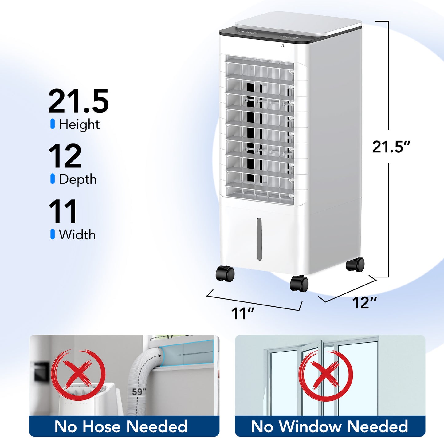Windowless Portable Air Conditioners for Small Room, Evaporative Air Cooler No Window, 12H Timer, 1.2Gal Tank, 4 Modes & 3 Speeds, Oscillating Swamp Cooler with Remote, Quiet AC Unit for Bedroom Cream