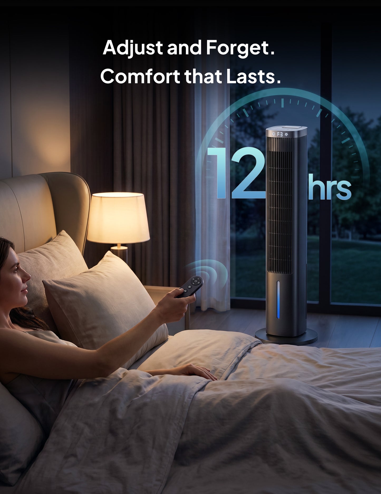 Windowless Portable Air Conditioner, 38.7" Evaporative Air Cooler for Room No Window, 12H Timer, 4 Modes, Remote Control, 120° Max Oscillating, Large Water Tank, Quiet AC Unit for Bedroom, Black