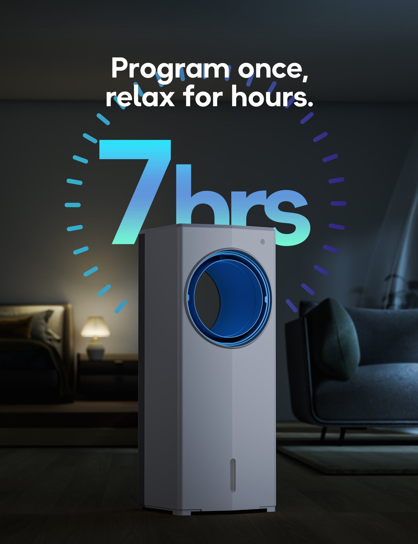 Windowless Portable Air Conditioner, 26.4" Small Evaporative Air Cooler for Room No Window, 3-Speed Settings, 4 Modes, 7H Timer, Remote Control, 4 Ice Packs, Quiet AC Unit for Bedroom, Ivory
