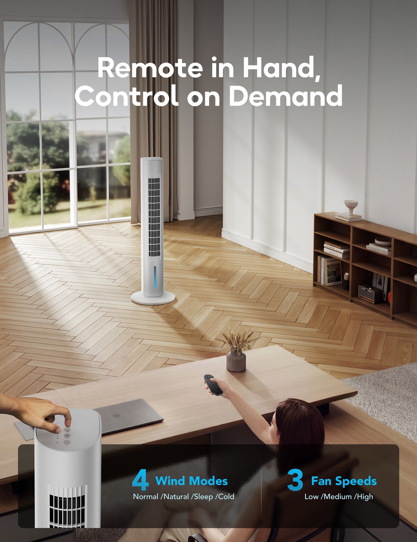 Windowless Portable Air Conditioner, 35" Evaporative Air Cooler for Room No Window, 7H Timer, 4 Modes, Remote Control, 140° Max Oscillating, Large Water Tank, Quiet AC Unit for Bedroom, White