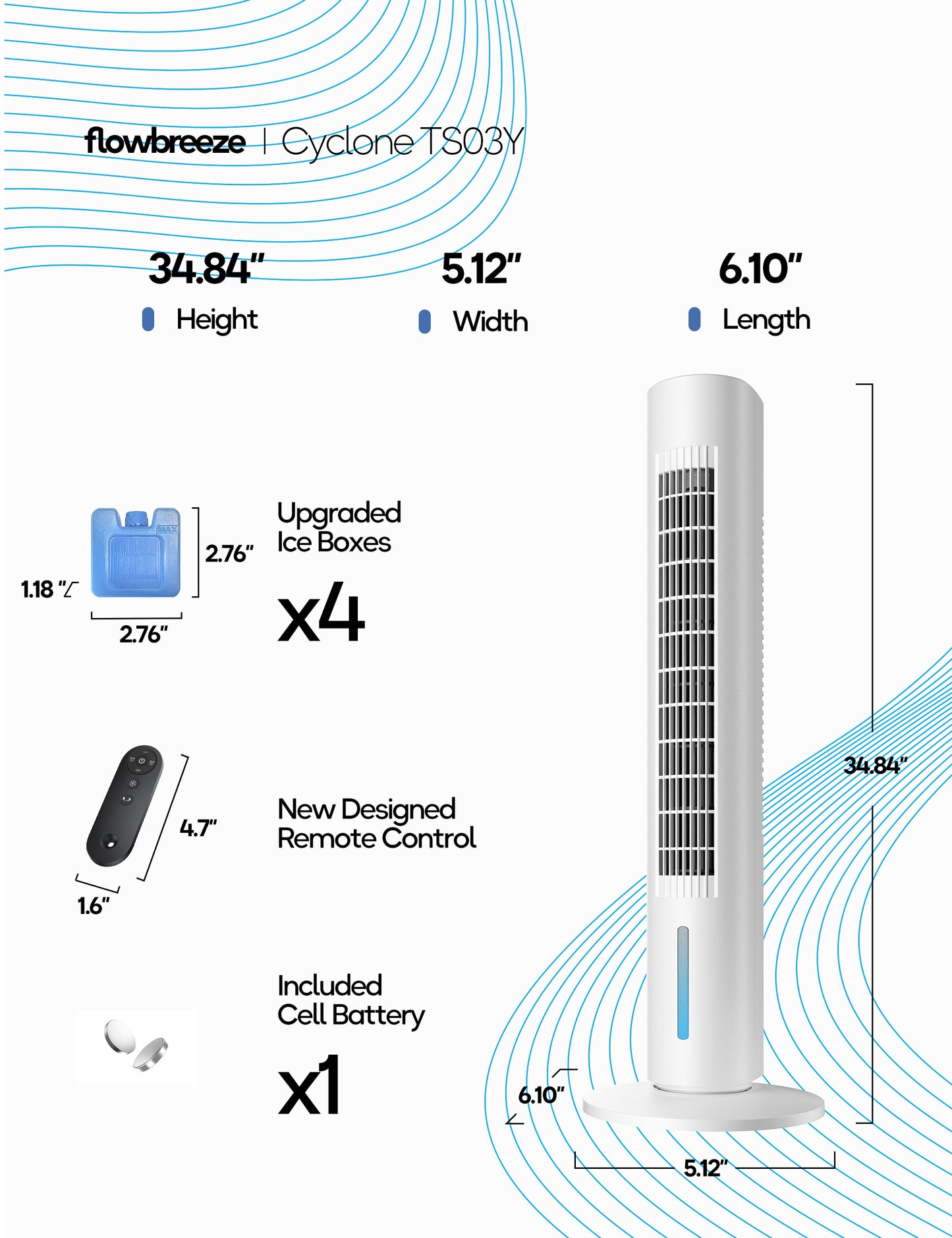 Windowless Portable Air Conditioner, 35" Evaporative Air Cooler for Room No Window, 7H Timer, 4 Modes, Remote Control, 140° Max Oscillating, Large Water Tank, Quiet AC Unit for Bedroom, White