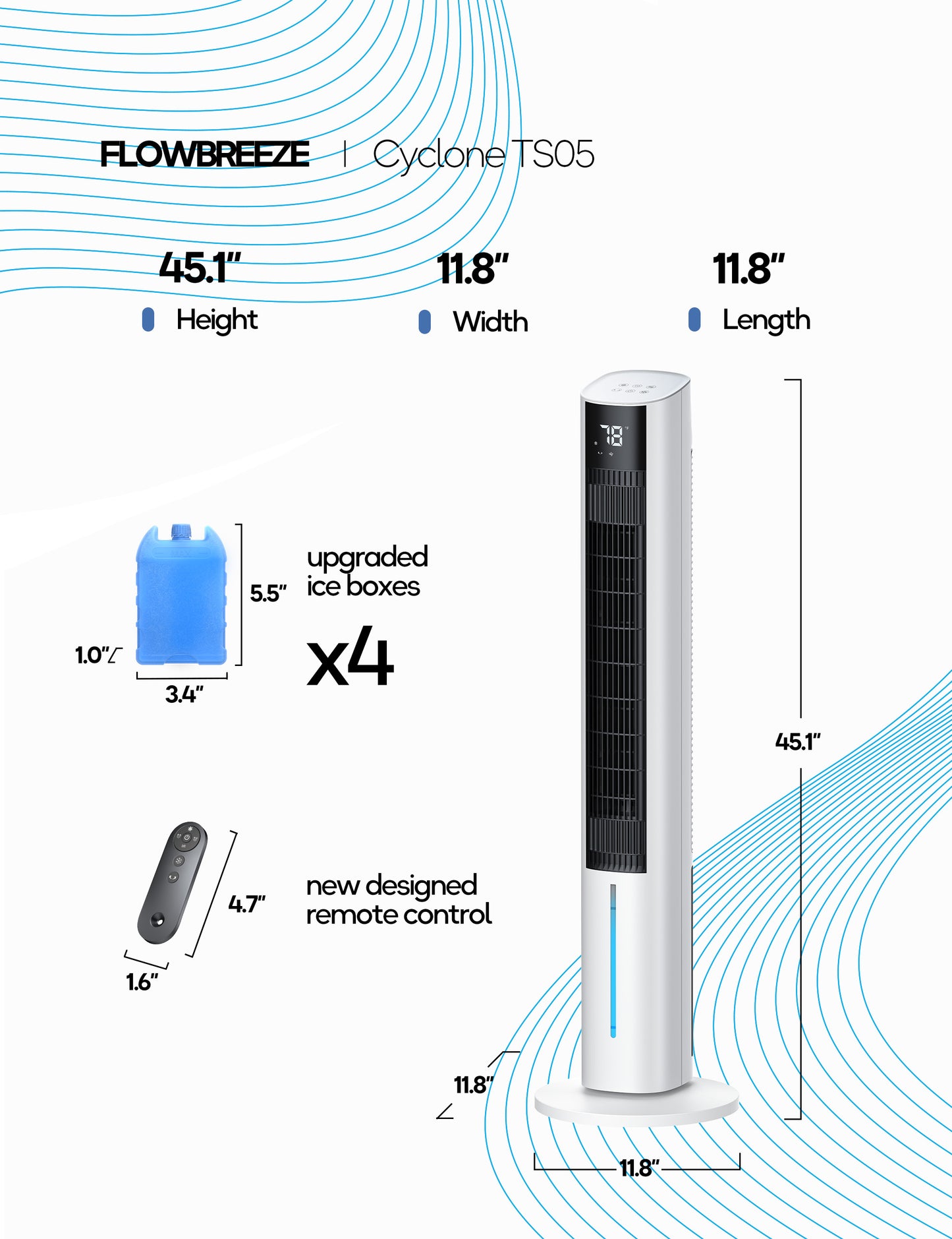 Windowless Portable Air Conditioners, 45" Evaporative Cooler for Room No window, 12H Timer & 60° Swing, 1.06Gal Water Tank & 4 Ice Packs, Quiet Portable ac Unit with Remote for Bedroom, Milky