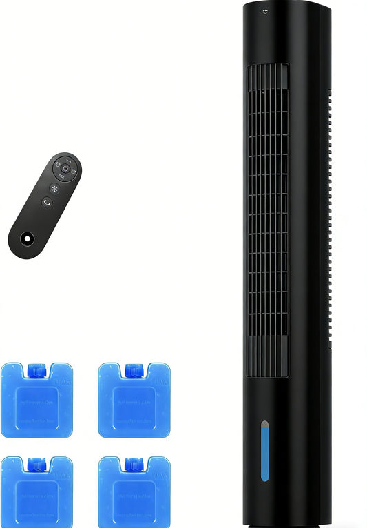 35 INCH Evaporative Air Cooler, 3-IN-1 Quiet Portable Air Conditioners with 3 Speed, 50W Energy Saving Oscillating Cooling Fan, 7H Smart Timer, Remote, Windowless Air Conditioner, Black