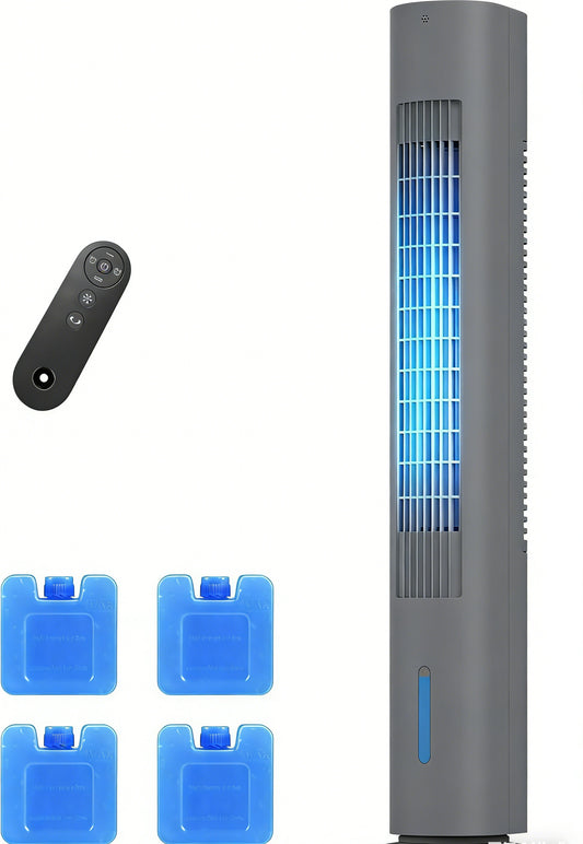 35 INCH Evaporative Air Cooler, 3-IN-1 Quiet Portable Air Conditioners with 3 Speed, 50W Energy Saving Oscillating Cooling Fan, 7H Smart Timer, Remote, Windowless Air Conditioner, Dark Grey