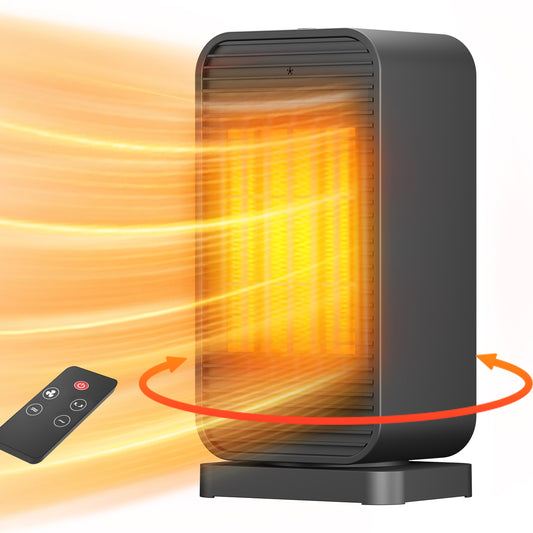 Portable Electric Space Heaters For Indoor Use, Space Heater And Fan Combo With Remote, 50°Swing, 1500W PTC Ceramic Instant Heat, 2 Heating & Fan Modes, Electric Portable Heater For RoomOfficeHome